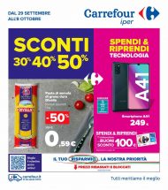 Volantino Carrefour Sconti 30% 40% 50% dal 29/09 all’8/10/2020