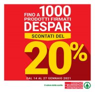 Volantino Interspar Prodotti Scontati del 20% dal 14/01 al 27/01/2021