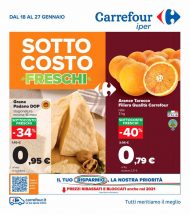 Volantino Carrefour Sottocosto Freschi dal 18/01 al 27/01/2021