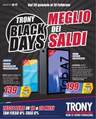 Volantino Trony Black Days fino al 10/02 dal 28/01/2021