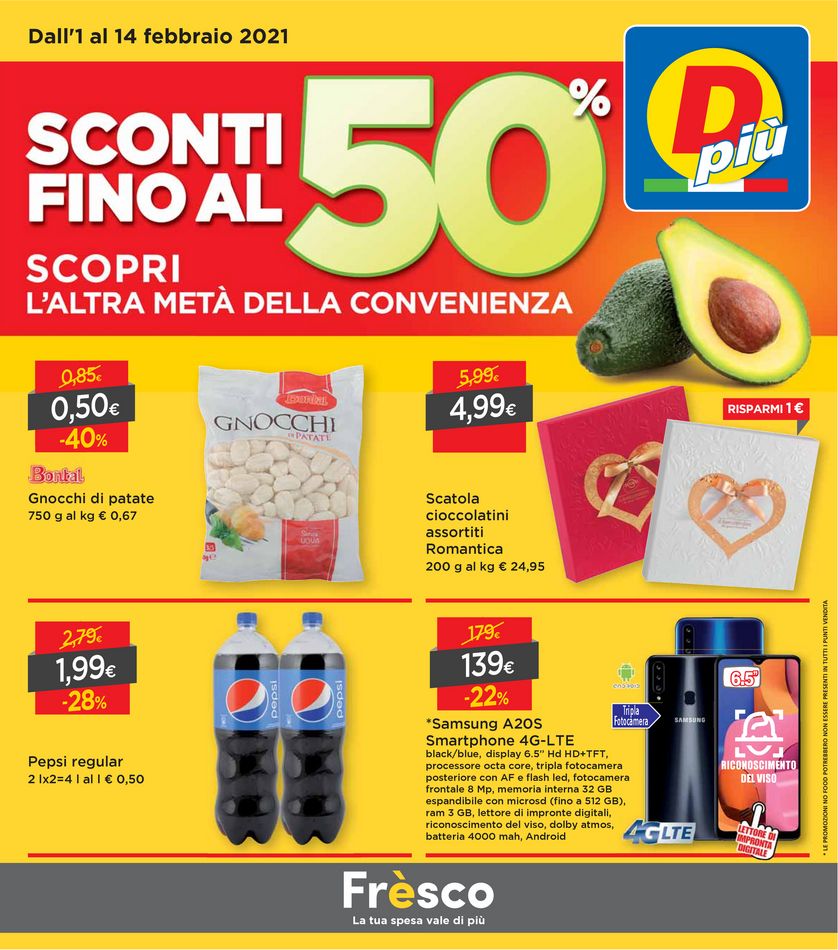 Volantino DPiù Sconti fino al 50 dal 1/02 al 14/02/2021