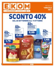 Volantino Ekom Sconto 40% dal 28/09 all’11/10/2021