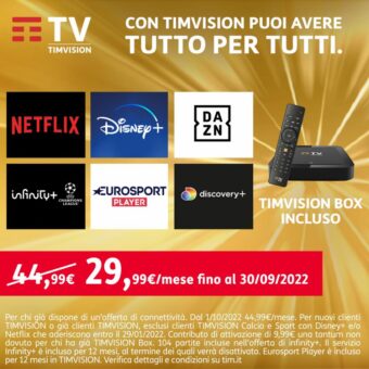 Offerte Tim Tutto Per Tutti dal 19/01 al 3/09/2022