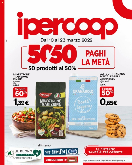 Volantino Ipercoop 50 Prodotti al 50% dal 10/03 al 23/03/2022