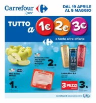 Volantino Carrefour Iper Tutto a 1€ 2€ e 3€ dal 19/04 al 5/05/2022