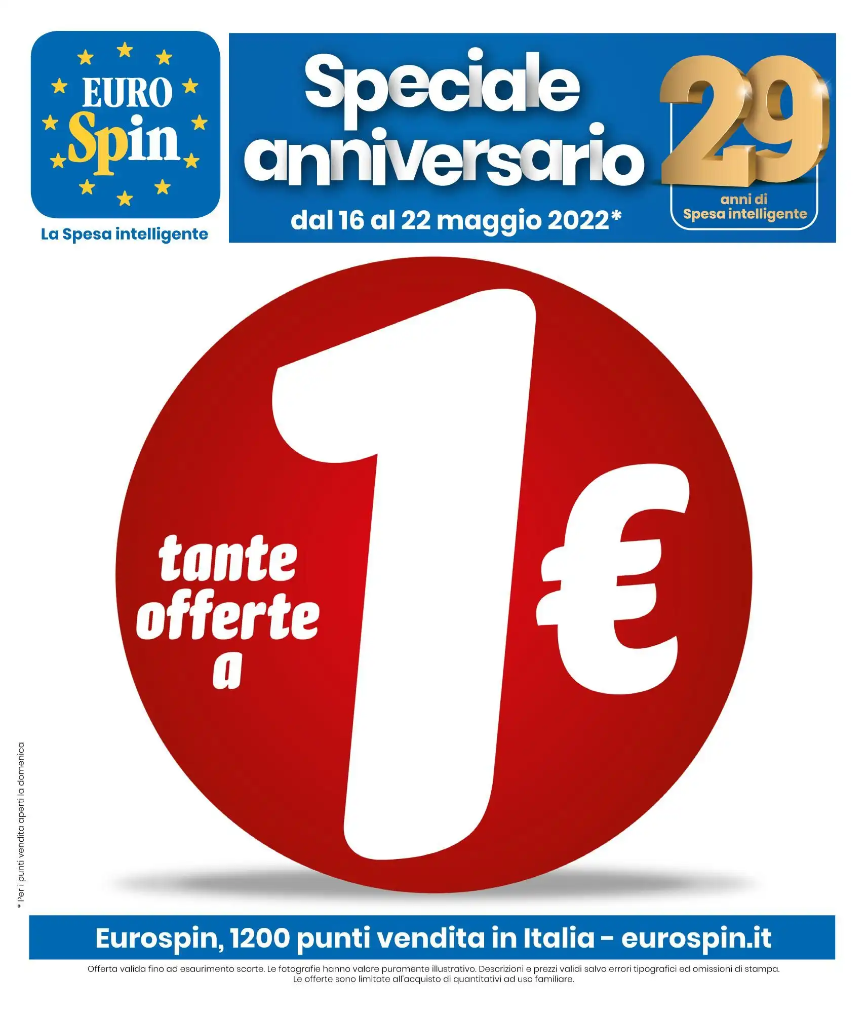 Volantino Eurospin Tante Offerte a 1€ fino al 22/05 dal 16/05/2022