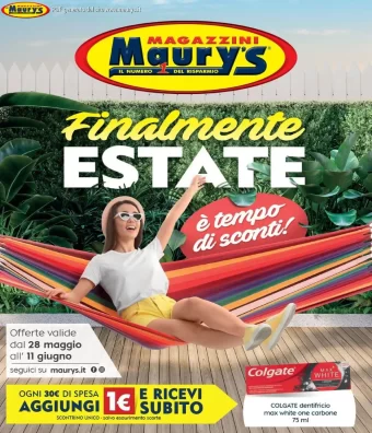 Volantino Maury’s Finalmente Estate dal 28/05 all’11/06/2022