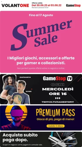Volantino Gamestop Summer Sale valido dal 30/06 al 3/08/2022
