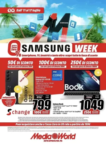 Volantino MediaWorld – Samsung Week valido dall’11/07 al 17/07/2022