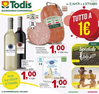 Volantino Todis Tutto a 1€ attivo dal 25/08 al 4/09/2022
