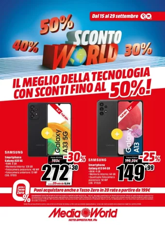 Volantino MediaWorld Sconti fino al 50% dal 15/09 al 29/09/2022