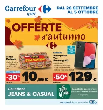 Volantino Carrefour Iper Offerte d’Autunno dal 26/09 al 5/10/2022