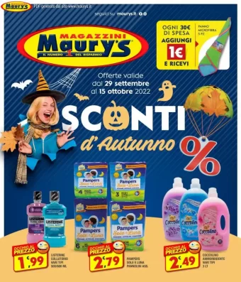 Volantino Maury’s Sconti d’Autunno dal 29/09 al 15/10/2022