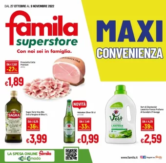 Volantino Famila Superstore Maxi Convenienza dal 27/10 al 9/11/2022