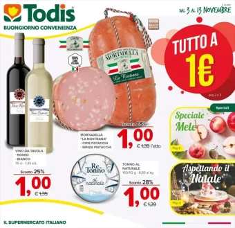 Volantino Todis Tutto a 1€ dal 3/11 al 13/11/2022