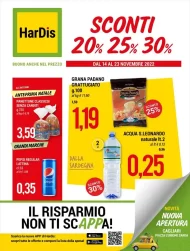 Volantino HarDis Sconti 20% 25% 30% dal 14 al 23/11/2022