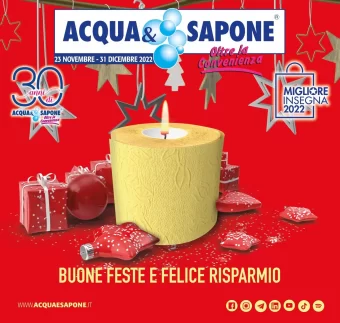Volantino Acqua e Sapone Buone Feste dal 23/11 al 31/12/2022
