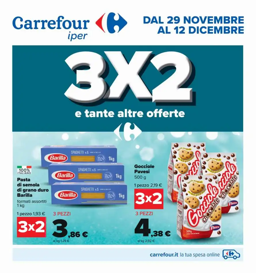 Volantino Carrefour Prendi 3 Paghi 2 dal 29/11 al 12/12/2022