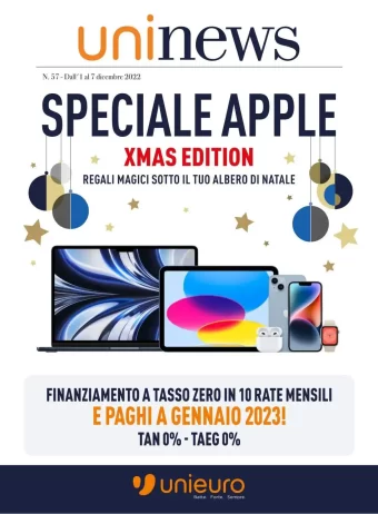 Volantino Unieuro Speciale Apple dal 1/12 al 7/12/2022