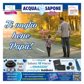 Sicilia – Volantino Acqua e Sapone Online | attuali offerte fino al 26/03/2023: Ti Voglio Bene Papà