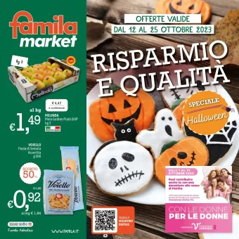 Famila Market – Volantino dal 12 al 25 ottobre 2023: tra le varie, offerte in corso su mele e pasta