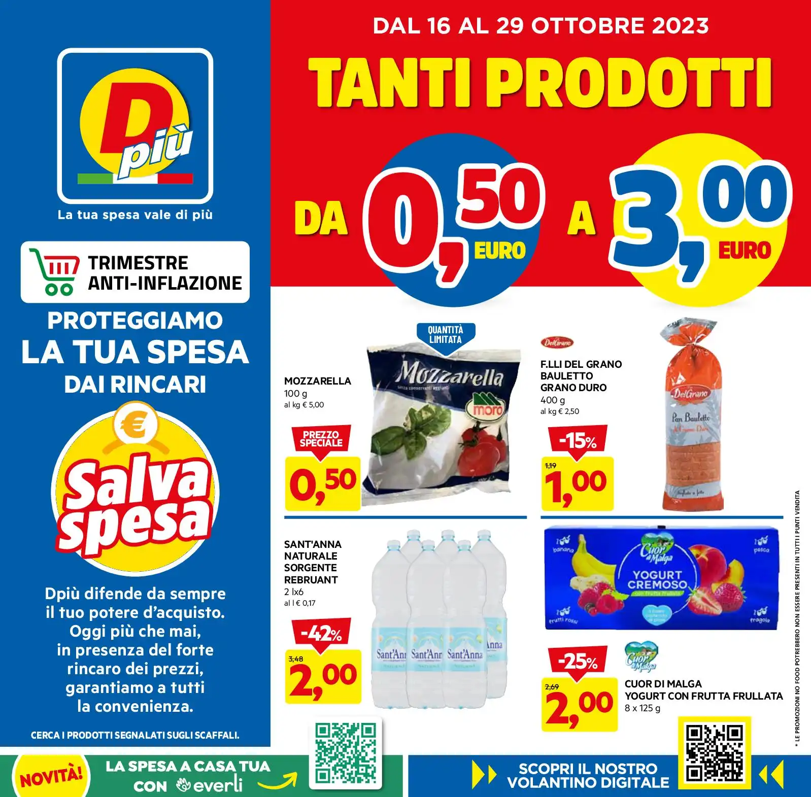 Volantino DPiù Prodotti da 0.50€ a 3€ fino al 29/10 dal 16/10/2023