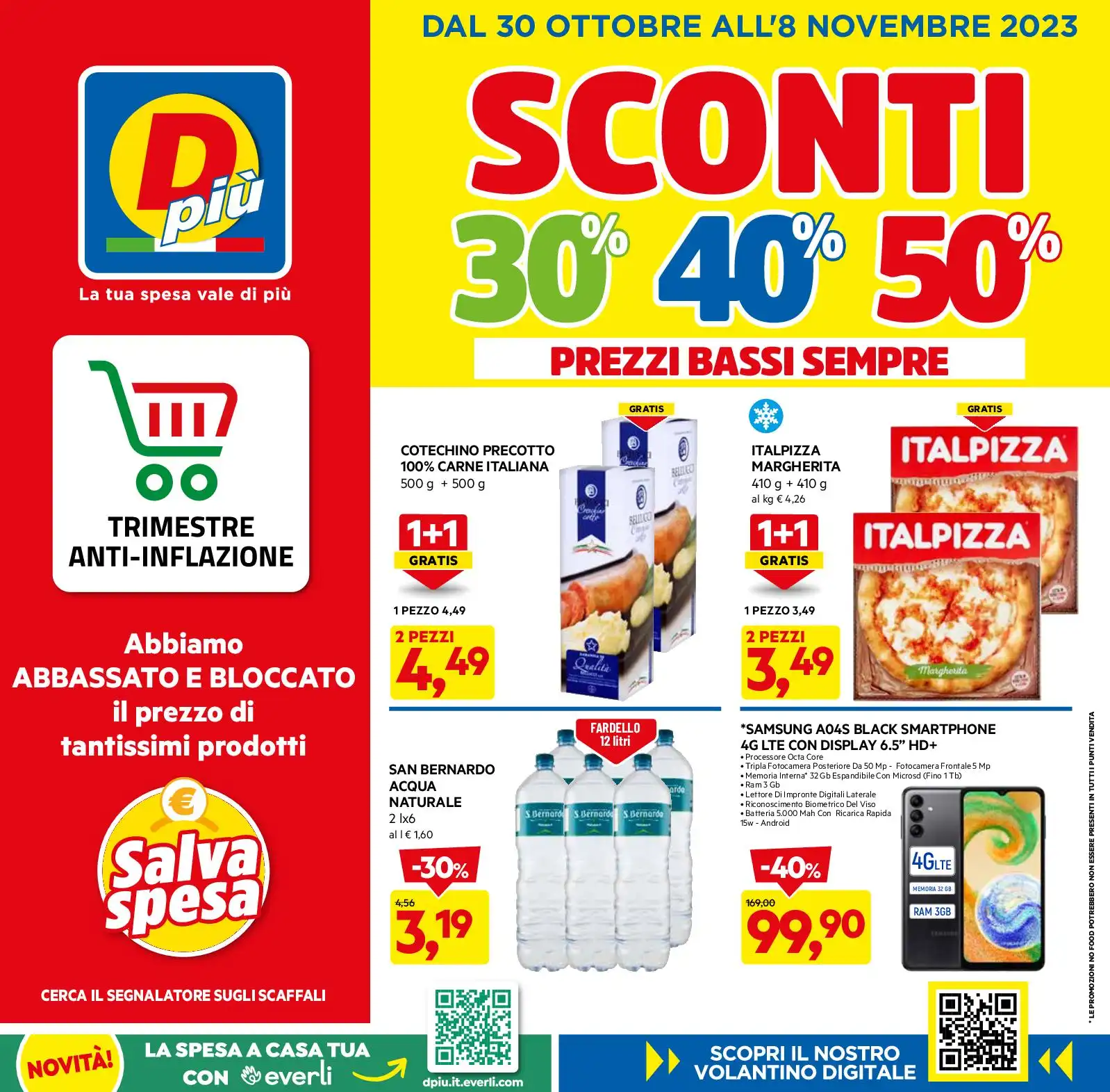 Volantino DPiù Sconti 30 40 50 fino all'8/11 dal 30/10/2023