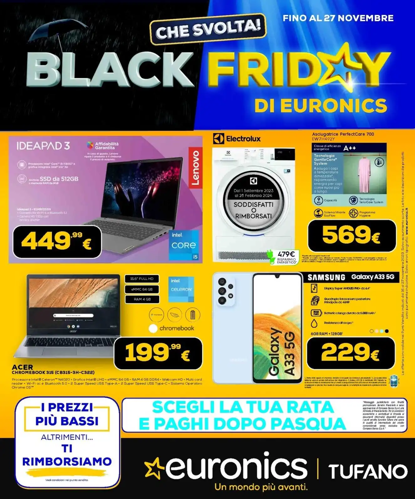 Nuove offerte Black Friday sul volantino Euronics Tufano dal 16 al 27