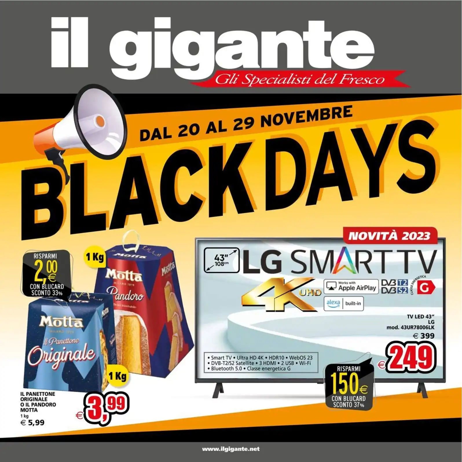 Volantino Il Gigante Black Days dal 20/11 al 29/11/2023