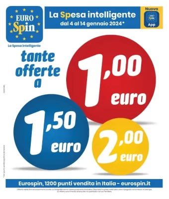 Volantino Eurospin Offerte a 1€ 1.50€ 2€ fino al 14 dal 4/01/2024