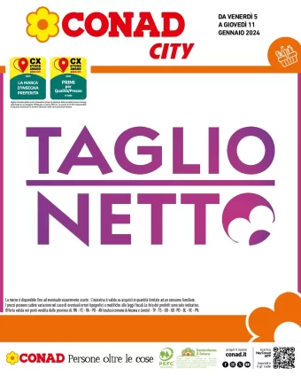 Volantino Conad City Taglio Netto, sconti fino all’11 dal 5/01/2024