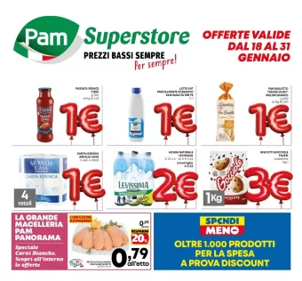 Prezzi Bassi sul Volantino Pam Superstore: offerte e sconti dal 18/01 al 31/01/2024