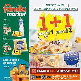 Volantino 1+1 Gratis Famila Market | sfogliando trovi nuovi sconti fino al 7/02 dal 25/01/2024