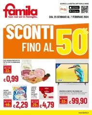 Volantino Famila Sconti fino al 50% dal 25/01 al 7/02/2024