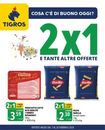 Anteprima Volantino Tigros Offerte 2×1 fino al 20/02 dal 7/02/2024