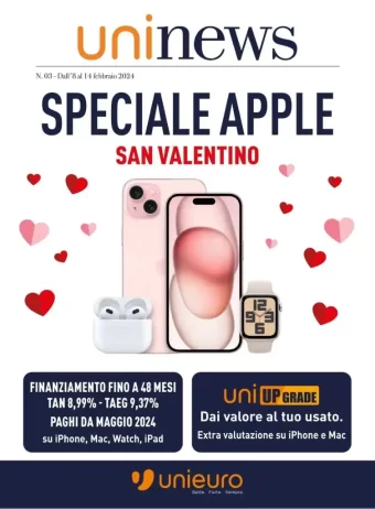 Unieuro Speciale Apple Offerte di San Valentino dal 8/02/2024