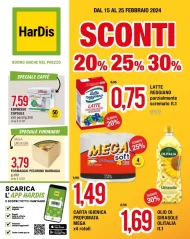 Volantino HarDis Sconti 20% 25% 30% fino al 25/02 dal 15/02/2024