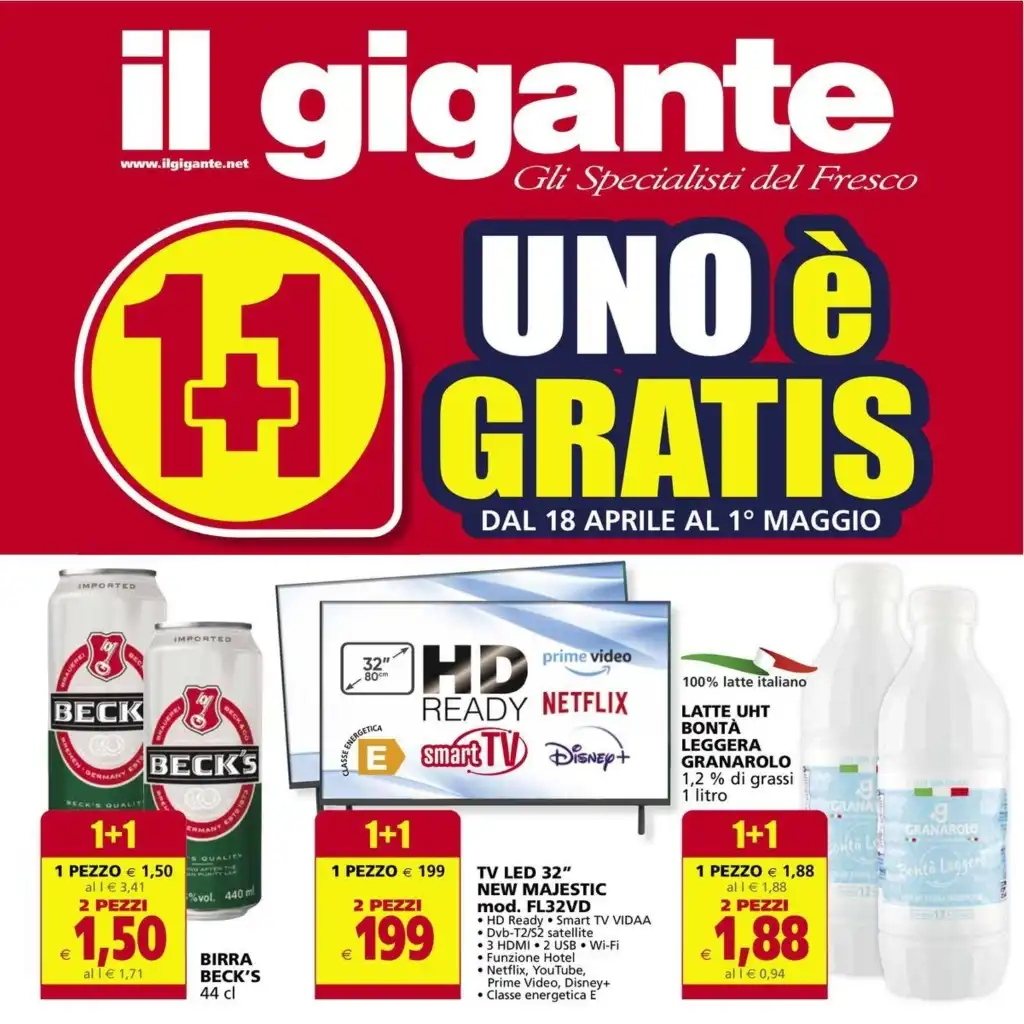 Volantino Il Gigante 1+1 Gratis dal 24/04 al 4/05/2025