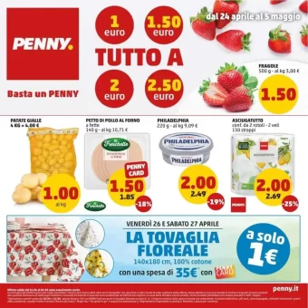 Volantino Penny Tutto a 1€ 1.50€ 2€ 2.50€ offerte dal 24/04/2024