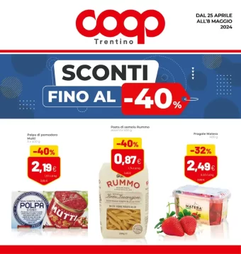 Coop Trentino Volantino Sconti fino al 40% dal 25/04/2024