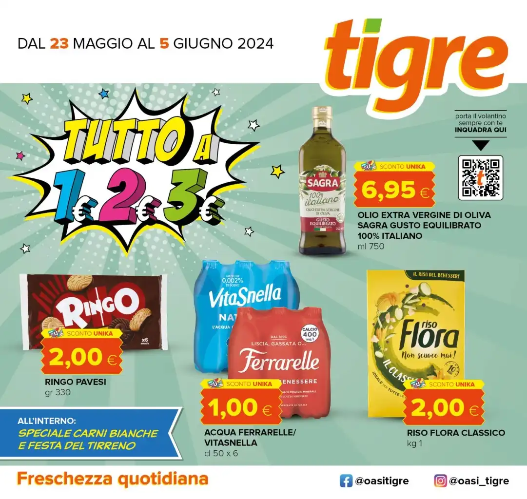 Anteprima Volantino Tigre Tutto a 1€ 2€ 3€ fino al 5/06 dal 23/05/2024