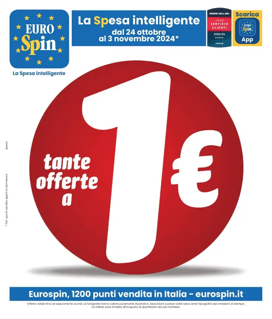 Volantino Eurospin Tante Offerte a 1€ fino al 3/11 dal 24/10/2024