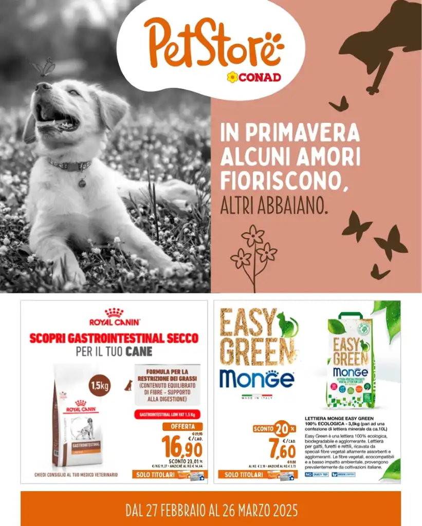 Volantino Conad PetStore Primavera dal 27/02 al 26/03/2025