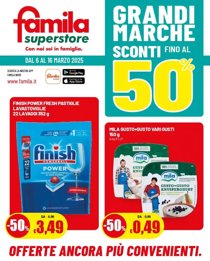 Volantino Famila Superstore Sconti fino al 50% dal 6 al 16/03/2025