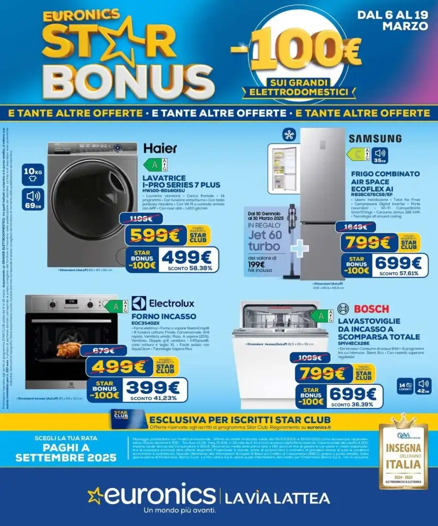 Volantino Euronics La Via Lattea Star Bonus dal 6/03/2025