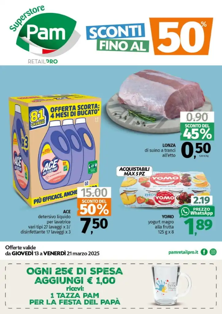 Volantino Pam Superstore Sconti fino al 50% dal 13 al 21/03/2025