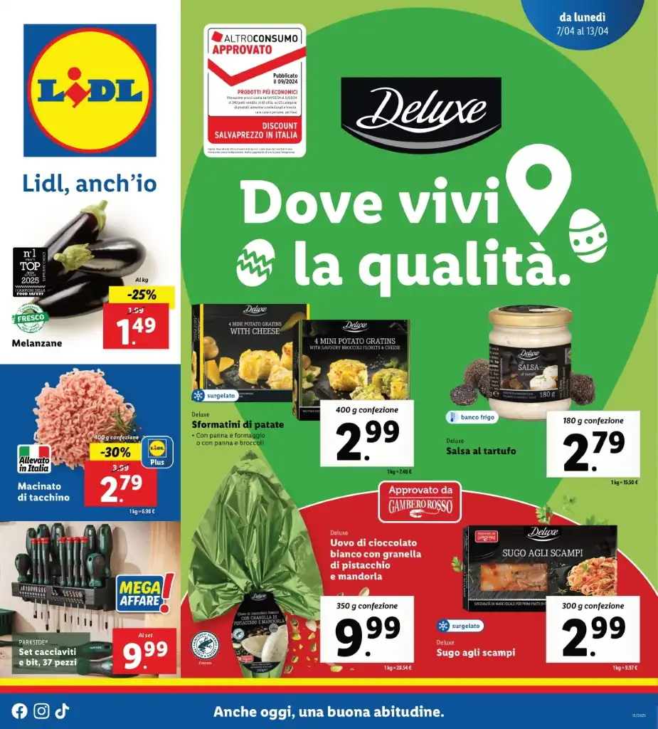 Volantino Lidl Dove Vivi la Qualità fino al 13 dal 7/04/2025