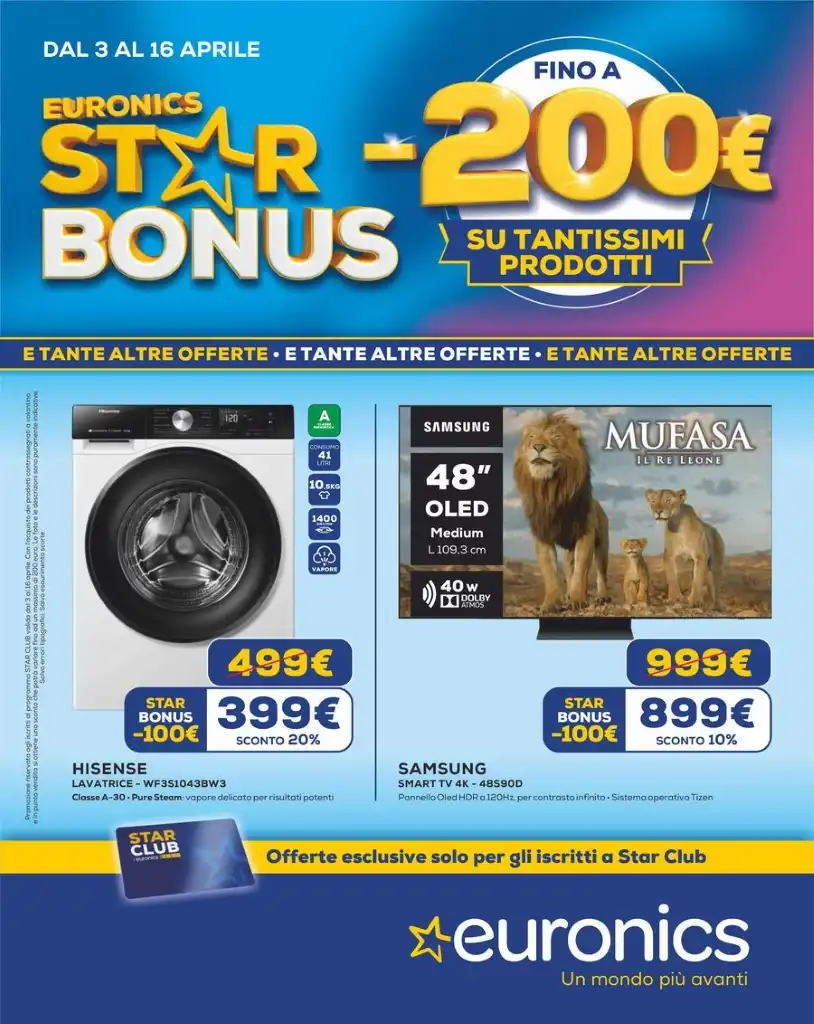 Volantino Euronics Star Bonus dal 3 al 16/04/2025