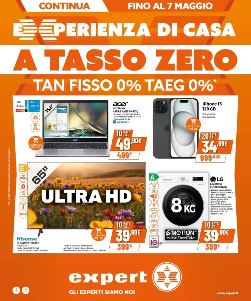 Volantino Expert Mallardo Tasso Zero dal 22/04 al 7/05/2025
