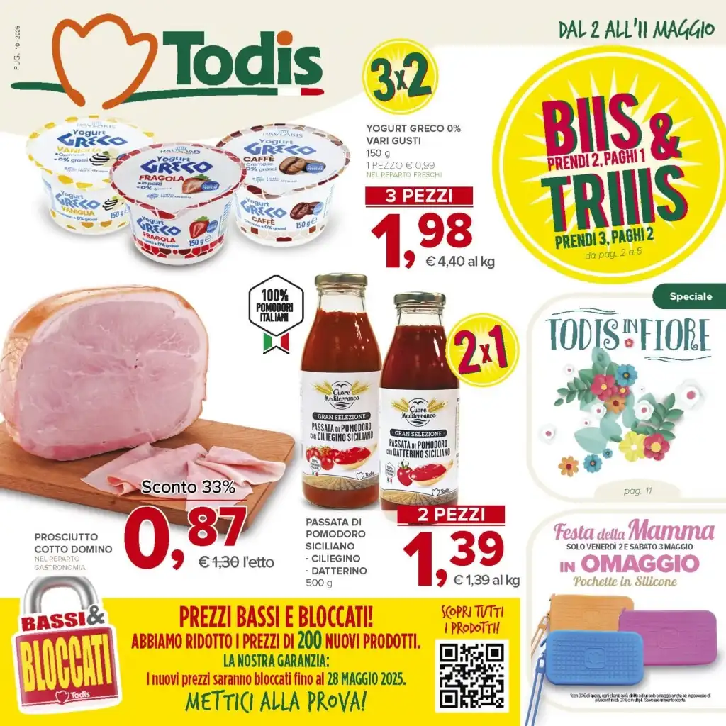 Volantino Todis Bis e Tris offerte dal 2 all’11/05/2025